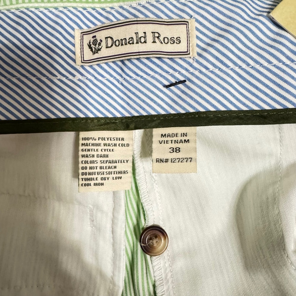 Donald Ross Mens Golf Shorts 38 Key Lime Green White‎ Seersucker Stripe DR0638 - Picture 4 of 8